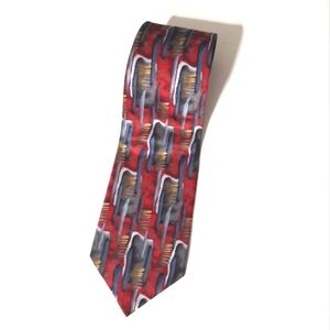 Men's Cocktail Colors Red Artsy Designed 100% Silk Necktie